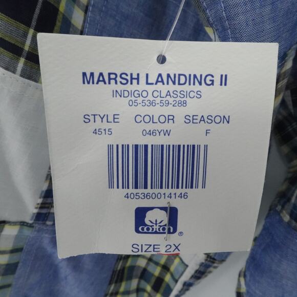 Marsh Landing II Shirt Womens 2X Blue Patchwork Boho Western Cottagecore - Picture 4 of 13